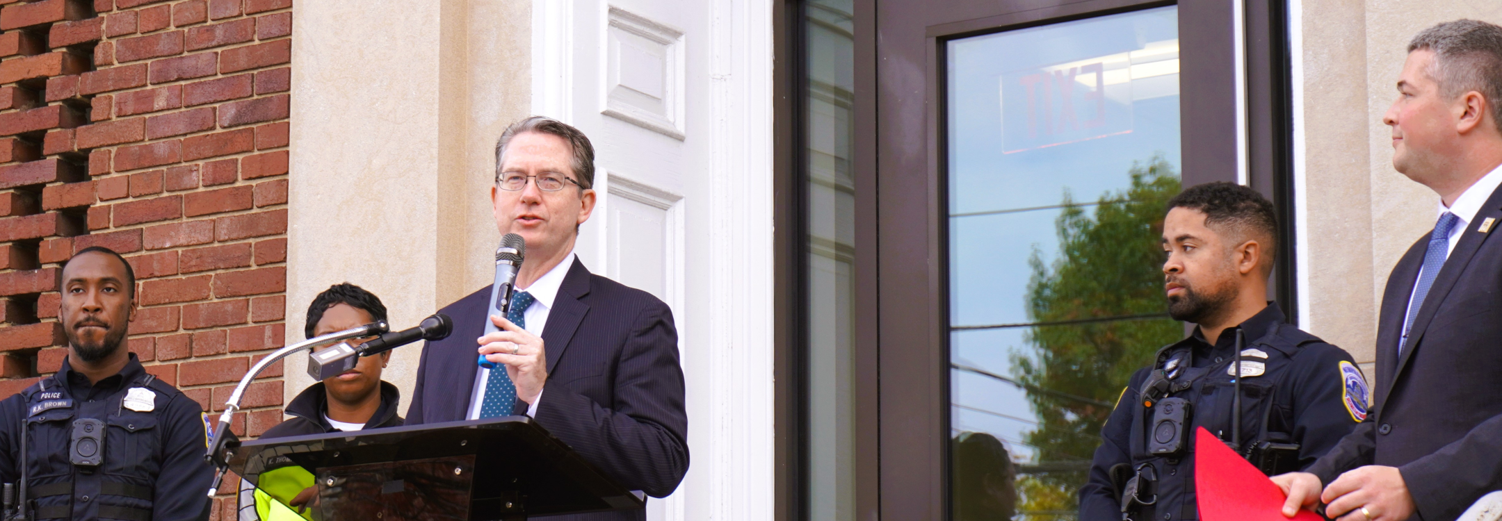City Administrator Kevin Donahue delivers remarks at the October 2024 Pedestrian Safety Press Conference